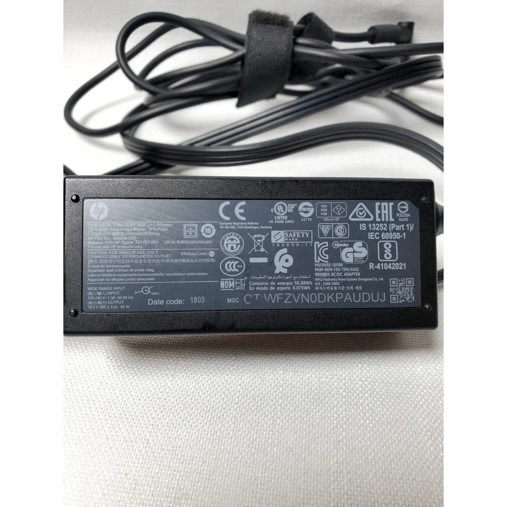 Genuine HP 45W Laptop Charger 19.5V 2.31A TPN-FA02 741727-001 854054-005 AC Adap